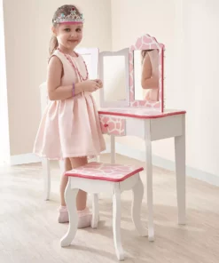 TeamsonUS Fantasy Fields - Fashion Giraffe Prints Gisele Play Vanity Set - Pink / White