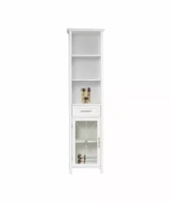 TeamsonUS Teamson Home Delaney Multi Functional Tall Free Standing Linen Storage Tower With Single Drawer