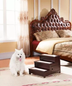 TeamsonUS Teamson Home Mahogany Wood Pet Stairs For Dog Or Cat