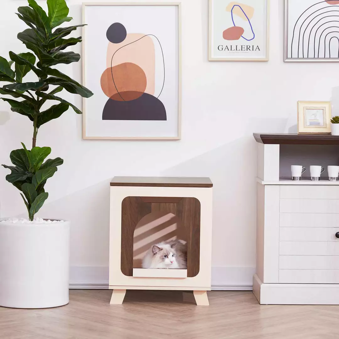 TeamsonUS Teamson Pets Daisy Elevated Vented Wooden Cat Litter Box Enclosure Side Table New 5 TeamsonUS Teamson Pets Daisy Elevated Vented Wooden Cat Litter Box Enclosure Side Table New