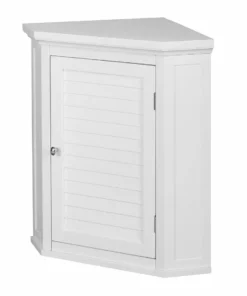 TeamsonUS Teamson Home Glancy Wooden Corner Wall Cabinet With Shutter Door, White
