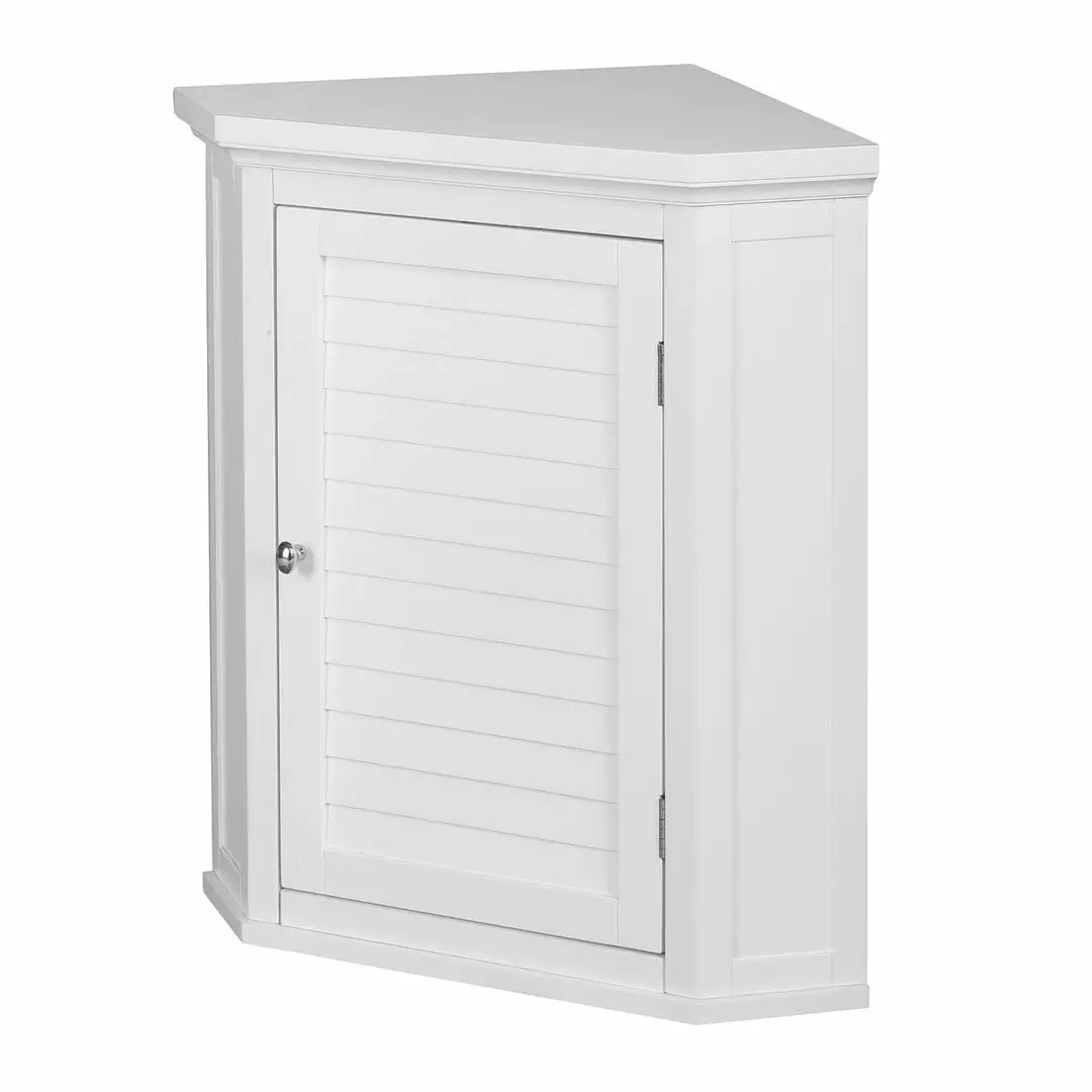 TeamsonUS Teamson Home Glancy Wooden Corner Wall Cabinet With Shutter Door, White 3 TeamsonUS Teamson Home Glancy Wooden Corner Wall Cabinet With Shutter Door, White