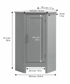 TeamsonUS Teamson Home Mercer Mid Century Modern Wooden Wedge-Shaped Corner Floor Storage Cabinet, Gray 11 TeamsonUS Teamson Home Mercer Mid Century Modern Wooden Wedge-Shaped Corner Floor Storage Cabinet, Gray