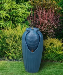 TeamsonUS Teamson Home Indoor/Outdoor Contemporary Glazed Contoured Vase Water Fountain With LED Lights, Blue 22 TeamsonUS Teamson Home Indoor/Outdoor Contemporary Glazed Contoured Vase Water Fountain With LED Lights, Blue