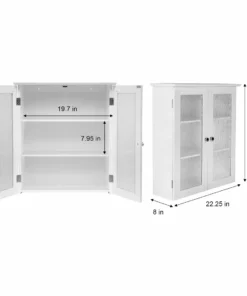 TeamsonUS Teamson Home Connor 2 Door Floor Cabinet With 3 Shelves, White