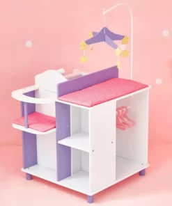 TeamsonUS Olivia's Little World Kids Little Princess Baby Doll Changing Station With Storage, White/Purple