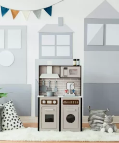 TeamsonUS Teamson Kids Little Chef Burgundy Classic Play Kitchen, Expresso/Black