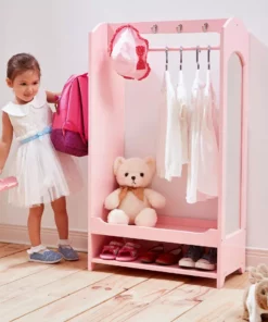 TeamsonUS Fantasy Fields Little Princess Clothing Rack With Storage And 4 Hangers, Pink Kids 12 TeamsonUS Fantasy Fields Little Princess Clothing Rack With Storage And 4 Hangers, Pink Kids