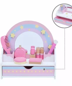 TeamsonUS Teamson Kids Little Dreamer Wooden Tabletop Vanity Set With 9 Play Accessories, Pink