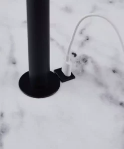 TeamsonUS Teamson Home Shenna Floor Lamp With Faux Marble Tray Table And Built-In USB Port, Black