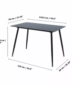 TeamsonUS Teamson Home Julianna 43 Inch Reflective Glass Dining Table Seats Up To 4, Black