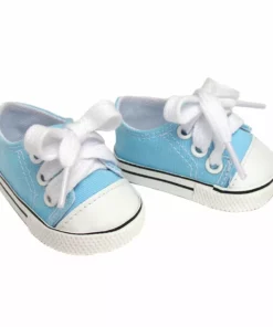 TeamsonUS Sophia's Set Of 3 Canvas Tennis Shoes For 18" Dolls, Pink, White, And Blue