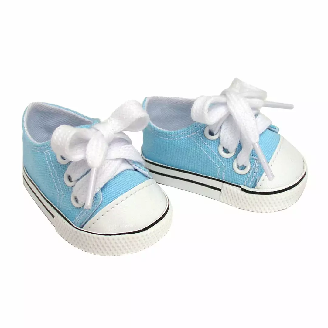 TeamsonUS Sophia's Set Of 3 Canvas Tennis Shoes For 18" Dolls, Pink, White, And Blue 4 TeamsonUS Sophia's Set Of 3 Canvas Tennis Shoes For 18" Dolls, Pink, White, And Blue