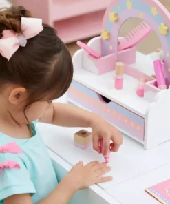 TeamsonUS Teamson Kids Little Dreamer Wooden Tabletop Vanity Set With 9 Play Accessories, Pink