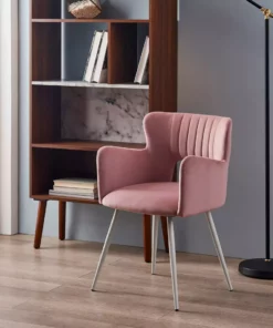 TeamsonUS Teamson Home Mid-Century Waverly Armchair With Metal Legs, Pastel Pink