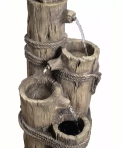 TeamsonUS Teamson Home Outdoor Tiered Pelican And Wooden Post Waterfall Fountain, Brown 11 TeamsonUS Teamson Home Outdoor Tiered Pelican And Wooden Post Waterfall Fountain, Brown