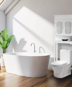 TeamsonUS Teamson Home Lisbon Over The Toilet Space Saver Bathroom Storage Cabinet With Curtained Doors Adjustable Shelves