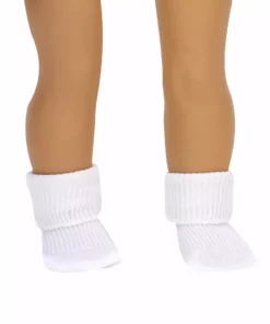 TeamsonUS Sophia's Ribbed Fold Over Cuff Crew Socks For 18" Dolls, White Kids 16 TeamsonUS Sophia's Ribbed Fold Over Cuff Crew Socks For 18