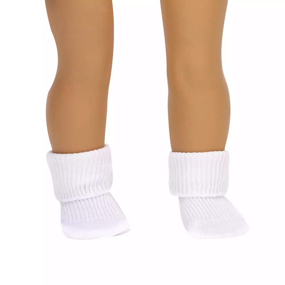TeamsonUS Sophia's Ribbed Fold Over Cuff Crew Socks For 18" Dolls, White Kids 9 TeamsonUS Sophia's Ribbed Fold Over Cuff Crew Socks For 18" Dolls, White Kids