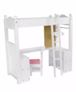 TeamsonUS Kids Olivia's Little World Little Princess Double Bunk Desk For 18" Dolls, Gray/Pink
