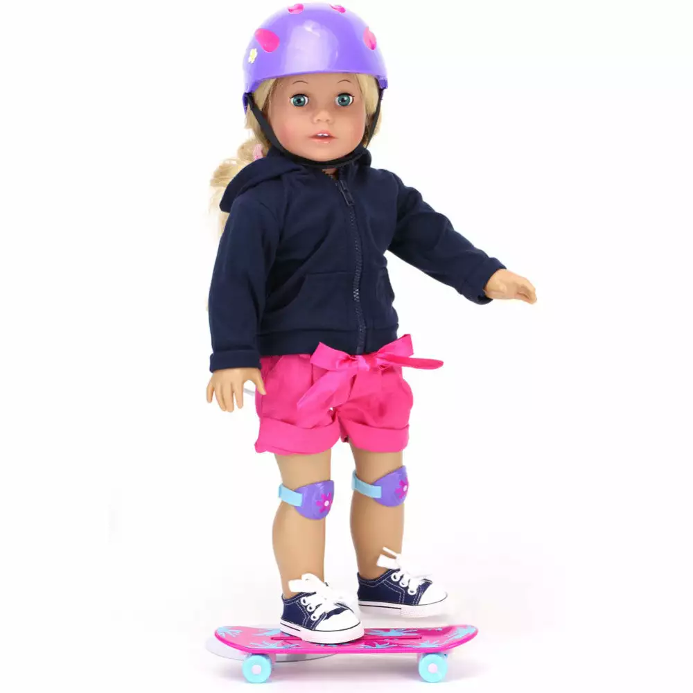 TeamsonUS Sophia's Skateboard, Helmet And Knee Pads Set For 18" Dolls, Multicolor Kids 4 TeamsonUS Sophia's Skateboard, Helmet And Knee Pads Set For 18" Dolls, Multicolor Kids
