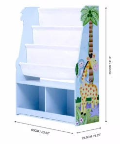TeamsonUS Fantasy Fields Kids Sunny Safari Wooden Display Bookshelf With Storage Drawer, Multicolor