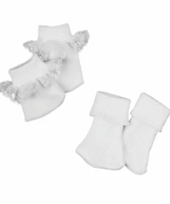 TeamsonUS Sophia's Ribbed Fold Over Cuff Crew Socks For 18" Dolls, White Kids