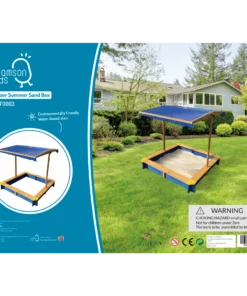 TeamsonUS Teamson Kids 4' Square Solid Wood Sandbox With Rotatable Canopy Cover, Honey/Blue 31 TeamsonUS Teamson Kids 4' Square Solid Wood Sandbox With Rotatable Canopy Cover, Honey/Blue