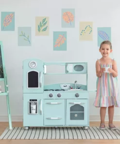 TeamsonUS Teamson Kids Little Chef Westchester Retro Kids Kitchen Playset, Mint