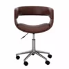 TeamsonUS Teamson Home Modern PU Leather Office Chair With Adjustable Ergonomic Seat, Swivel Base, Brown/Chrome