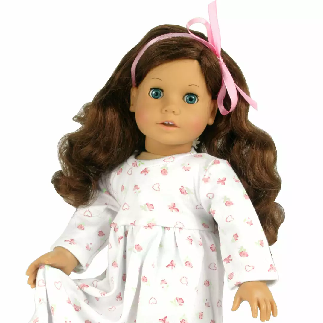 TeamsonUS Sophia's Floral Print Nightgown For 18'' Dolls, White 5 TeamsonUS Sophia's Floral Print Nightgown For 18'' Dolls, White