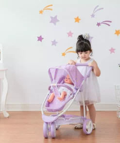 TeamsonUS Olivia's Little World Twinkle Stars Princess 2-in-1 Baby Doll Stroller, Purple