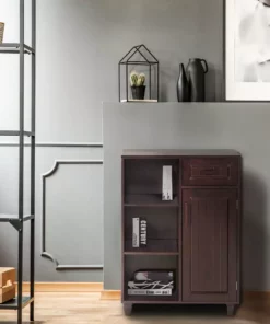 TeamsonUS Teamson Home Catalina Single Door Free Standing Cabinet With Open Shelves And Drawer