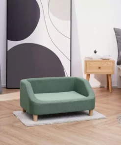 TeamsonUS New Teamson Pets Bennett Linen Sofa Dog Bed For Small And Medium Dogs, Sea Green