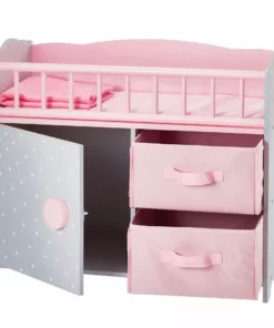 TeamsonUS Olivia's Little World Polka Dots Princess Baby Doll Crib With Storage Closet And Drawers, Gray/Pink Kids 7 TeamsonUS Olivia's Little World Polka Dots Princess Baby Doll Crib With Storage Closet And Drawers, Gray/Pink Kids