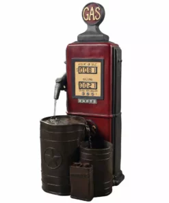 TeamsonUS Teamson Home Outdoor Vintage Gas Station Waterfall Fountain With Pump