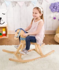 TeamsonUS Fantasy Fields Zoo Kingdom Kids Rocking Horse, Tan/Blue