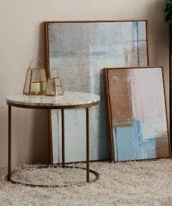 TeamsonUS Teamson Home Marmo Modern Marble-Look Round Side Table, Marble/Brass