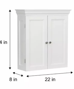 TeamsonUS Teamson Home Stratford Two Door Removable Wall Cabinet With Two Contemporary Style Doors, White