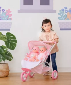TeamsonUS Olivia's Little World Twinkle Stars Princess Deluxe Baby Doll Stroller, Pink/White
