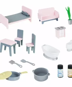 TeamsonUS Teamson Kids Ariel 2-in-1 Double-Sided Play Kitchen With Accessories And Furnished Dollhouse For 12