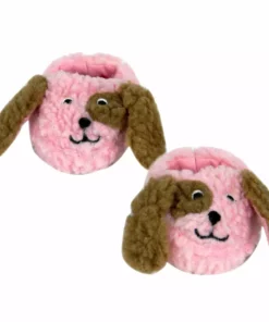 TeamsonUS Sophia's Sherpa Puppy Dog Face Slippers For 18" Dolls, Pink/Brown