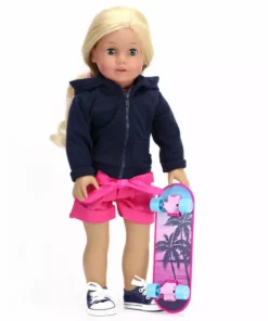 TeamsonUS Sophia's Skateboard, Helmet And Knee Pads Set For 18" Dolls, Multicolor Kids 16 TeamsonUS Sophia's Skateboard, Helmet And Knee Pads Set For 18