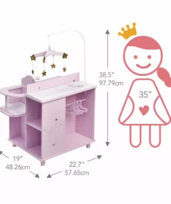 TeamsonUS Olivia's Little World - Twinkle Stars Princess Baby Doll Changing Station With Storage Kids