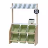 TeamsonUS Teamson Kids Little Helper Wooden Play Farmer's Market Stand With Cash Register And Storage Bins, Natural/Green