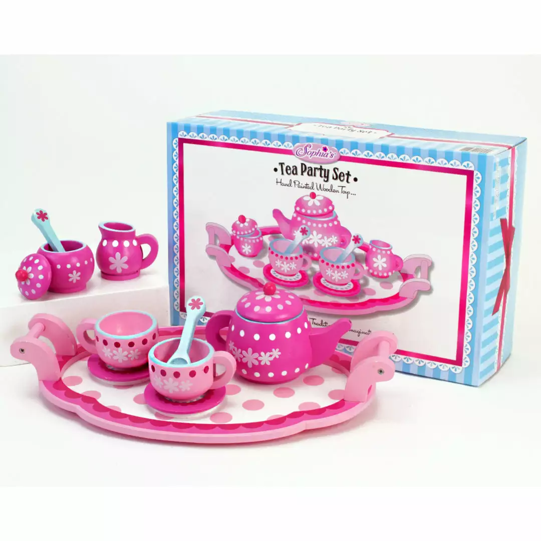 TeamsonUS Sophia's 10 Piece Wooden Tea Party Set, Pink 4 TeamsonUS Sophia's 10 Piece Wooden Tea Party Set, Pink