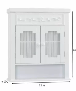 TeamsonUS Teamson Home Lisbon Removable Wooden Wall Cabinet With Drapery-Lined Doors, White 14 TeamsonUS Teamson Home Lisbon Removable Wooden Wall Cabinet With Drapery-Lined Doors, White