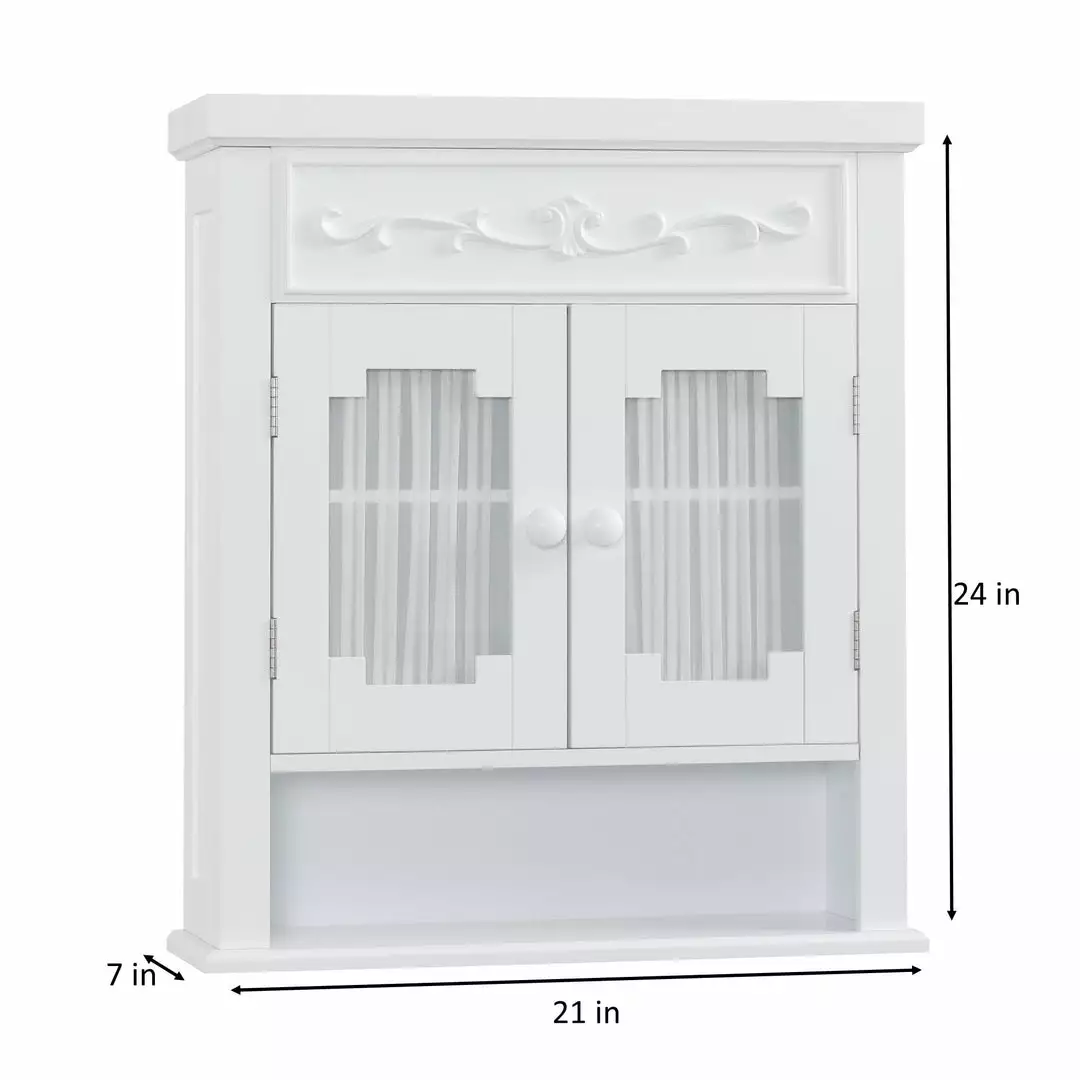 TeamsonUS Teamson Home Lisbon Removable Wooden Wall Cabinet With Drapery-Lined Doors, White 6 TeamsonUS Teamson Home Lisbon Removable Wooden Wall Cabinet With Drapery-Lined Doors, White
