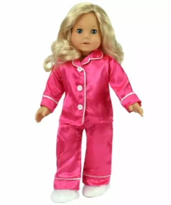 TeamsonUS Sophia's 3 Piece Satin Pajama Set With Slippers For 18