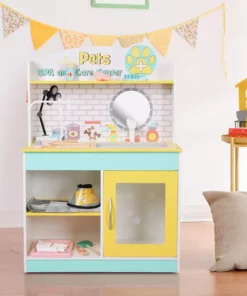 TeamsonUS Teamson Kids Little Helper Wooden Pet Care And Veterinary Clinic Playset